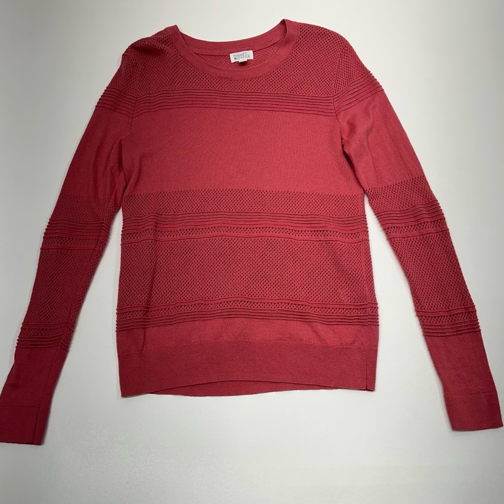 Market & Spruce Womens Textured Eyelet Knit Lightweight Pink Sweater Size M
